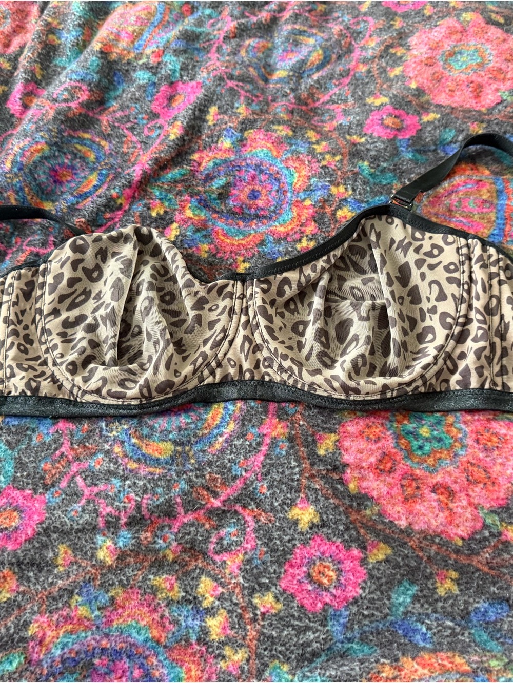 Leopard Print Balconette Bra - Taupe/Black